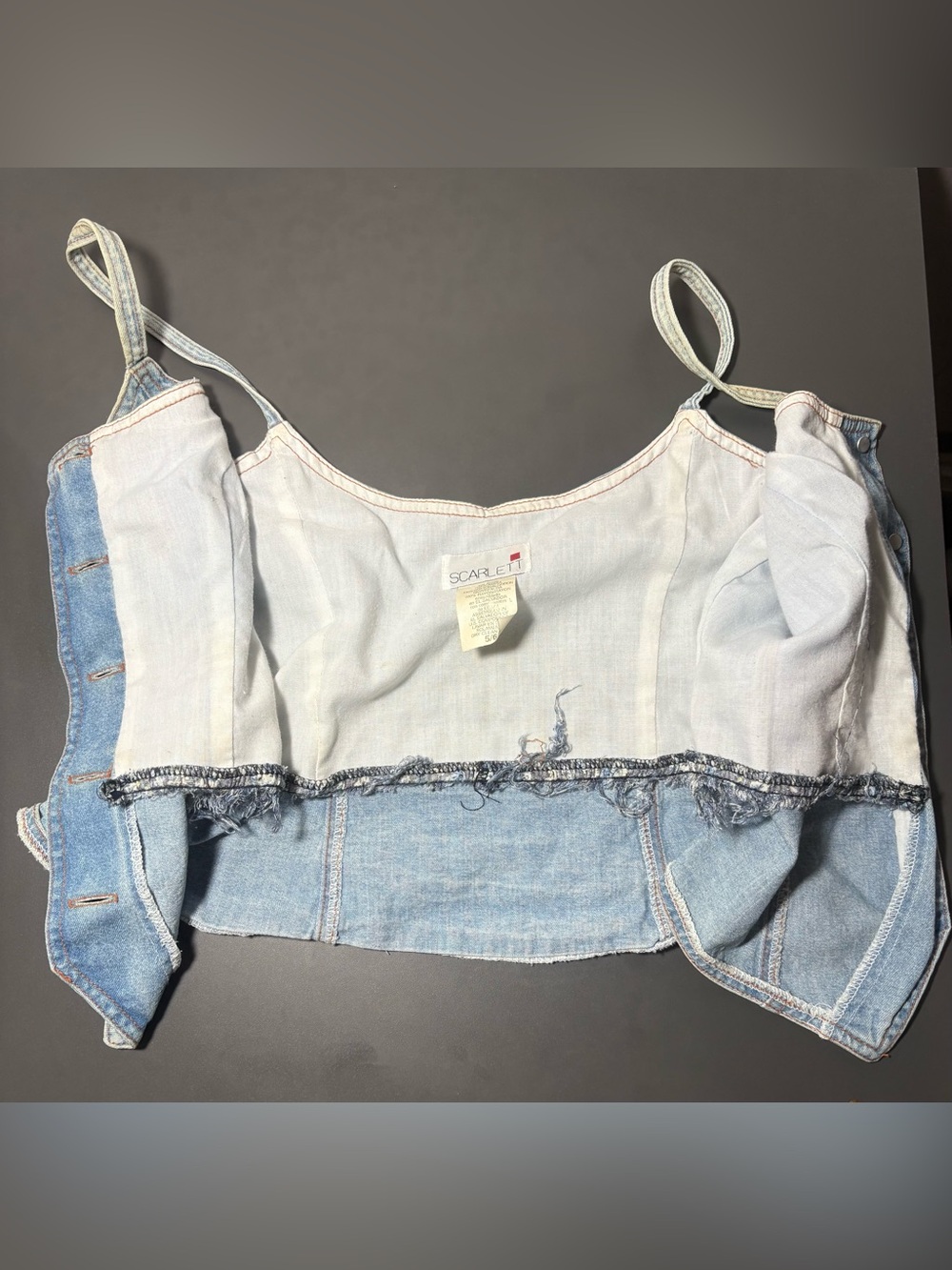 SCARLETT Vintage y2k Denim Button-Front Spaghetti Strap Top - Picture 6 of 9